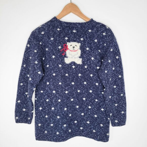 Vintage MARISA CHRISTINA Teddy Bear Sweater Sz S Wool Blend 3/4 Sleeve Christmas - Picture 4 of 8